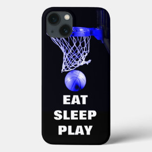 Eat Sleep Basketball Blue Black iPhone 13 Hoesje