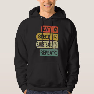 Eat Sleep Basketball Herhaal Basketbalspelers Rou Hoodie