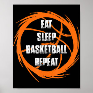 Eat Sleep Basketball Herhaal de coach van de teams Poster