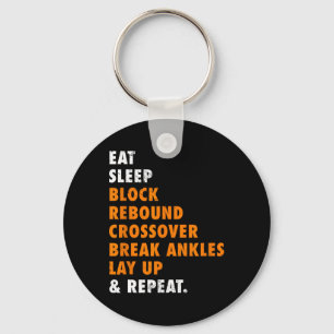 Eat Sleep Basketball Herhaal Fun Gift voor Basketb Sleutelhanger