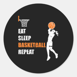 Eat Sleep Basketball Herhaal Girls Basketball Play Ronde Sticker