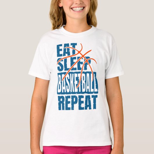 EAT SLEEP BASKETBALL HERHAAT T-SHIRT (Voorkant)