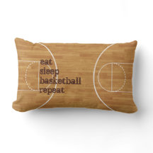 Eat Sleep Basketball Herhalen Court Pillow