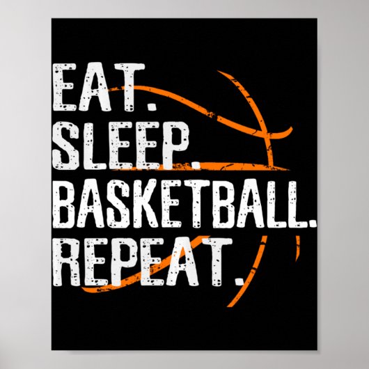 Eat Sleep Basketball Herhalen - Gift for Basketbal Poster (Voorkant)