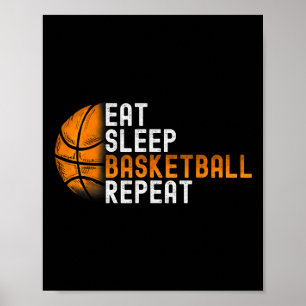 Eat Sleep Basketball Herhalen Poster