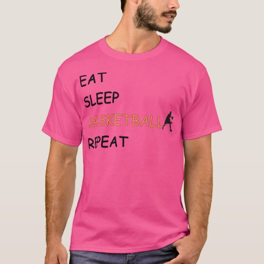 Eat Sleep Basketball Herhalen T-shirt (Voorkant)