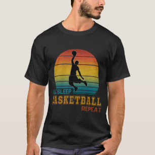 Eat Sleep Basketball Herhalen T-shirt
