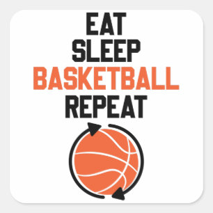 Eat Sleep Basketball Herhalen Vierkante Sticker