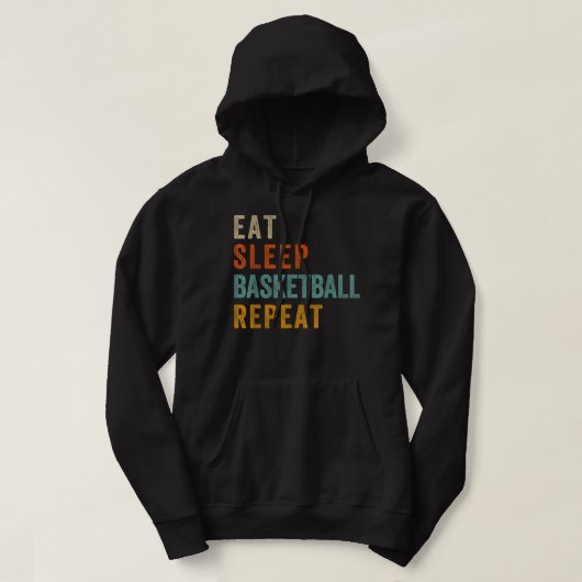 Eat Sleep Basketball Repeat Funny Sport Player Fan Hoodie (Design voorkant)