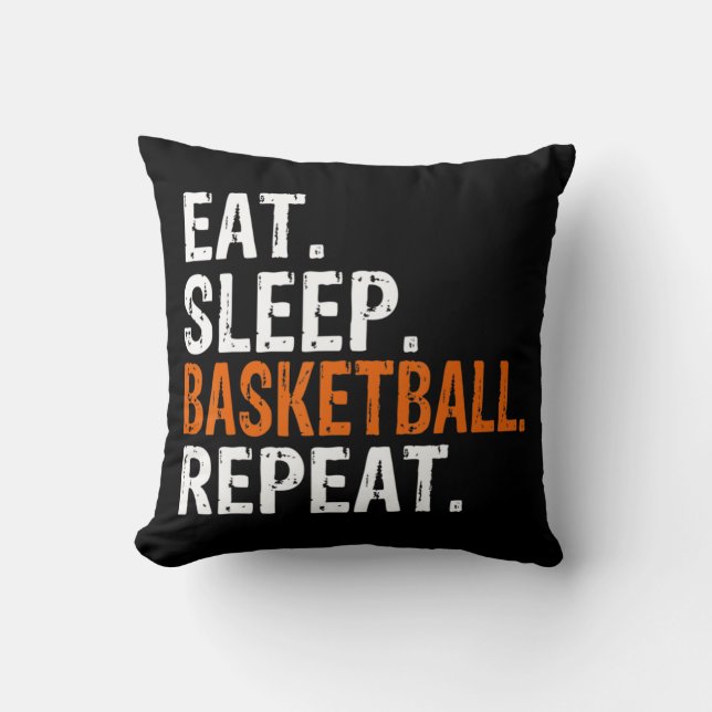 Eat Sleep Basketball Repeteren Gift Kussen (Voorkant)