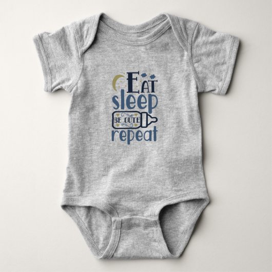 Eat Sleep be Cute Herhaal Baby fles Romper (Voorkant)
