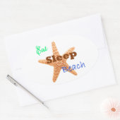 Eat Sleep Beach - Autocollant ovale (Enveloppe)