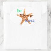 Eat Sleep Beach - Autocollant ovale (Sac)