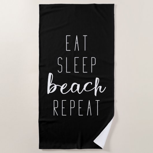 Eat Sleep Beach Herhalen Strandlaken (Voorkant)