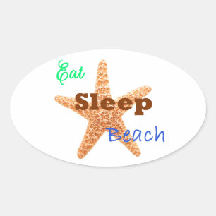 Eat Sleep Beach - Oval Sticker