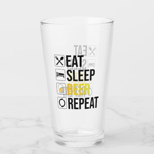 Eat Sleep Beer Herhalen Glas (Achterkant)
