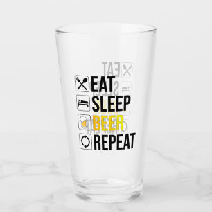 Eat Sleep Beer Herhalen Glas
