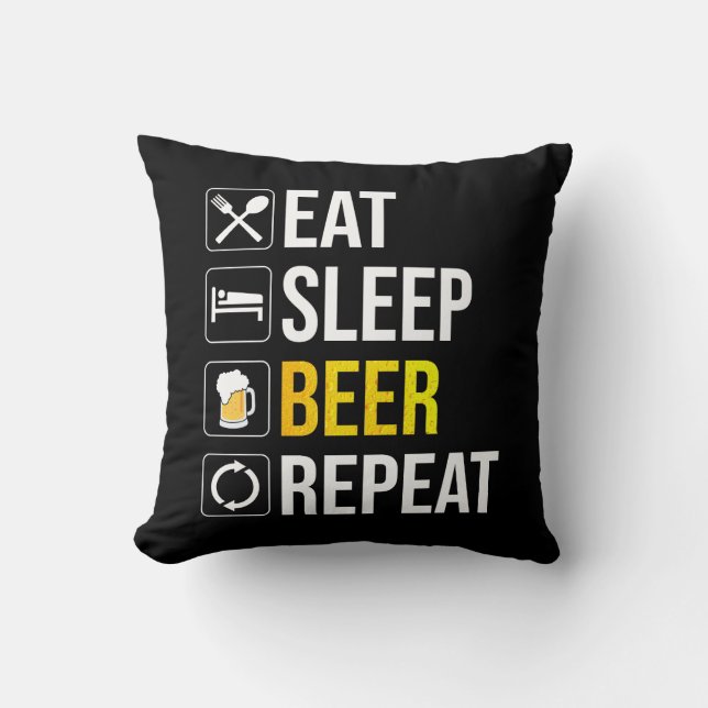 Eat Sleep Beer Herhalen Kussen (Voorkant)