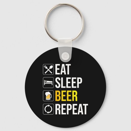 Eat Sleep Beer Herhalen Sleutelhanger (Voorkant)