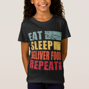 Eat Sleep Bied voedsel herhalen T-shirt