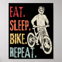 Eat Sleep Bike Repat Retro Bike Mountain Biker