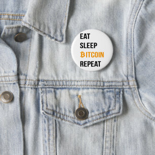 Eat Sleep Bitcoin Herhalen Ronde Button 5,7 Cm