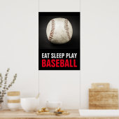 Eat Sleep Black & White Baseball Motivatie Poster (Keuken)