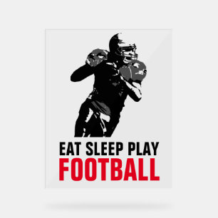 Eat Sleep Black & White Football Pop Art Acryl Bord