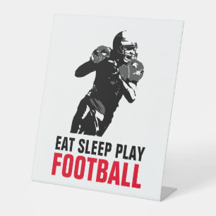 Eat Sleep Black & White Football Pop Art Reclamebord Met Voetstuk