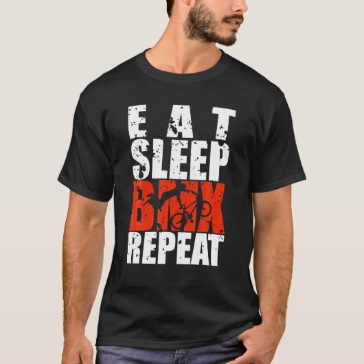 Eat Sleep BMX Herhaal Grappig Fietsracegeschenk T-shirt (Voorkant)