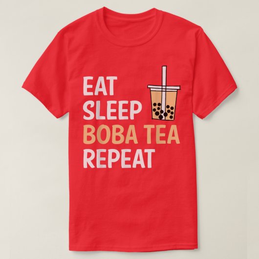 Eat Sleep Boba Tea Herhaal Bubble Tea T-shirt (Design voorkant)