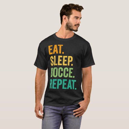 Eat Sleep Bocce Repo Bocce Ball Retro T-shirt (Voorkant volledig)