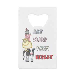 Eat Sleep Boerderij Herhalen Kredietkaart Flessenopener