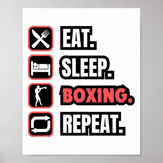 Eat Sleep Boxing herhalen Poster (Voorkant)