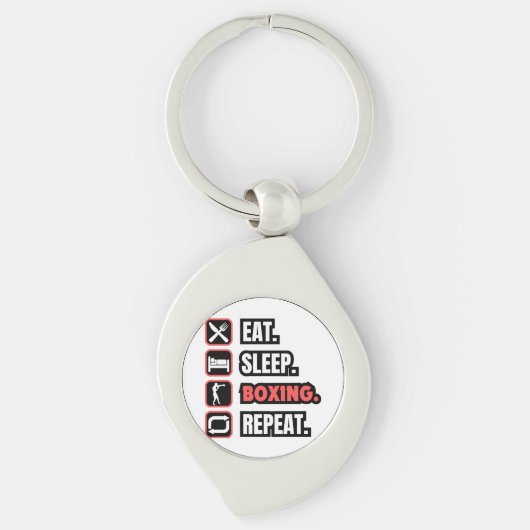 Eat Sleep Boxing herhalen Sleutelhanger (Voorkant)
