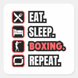 Eat Sleep Boxing herhalen Vierkante Sticker