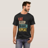 Eat Sleep Brawl Herhaal Grappige Retro Video Gamin T-shirt (Voorkant volledig)