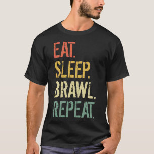 Eat Sleep Brawl Herhaal Sterren Grappig Video Game T-shirt