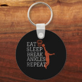 Eat Sleep Break Ankles Herhaal Basketball Fun Sleutelhanger (Voorkant)