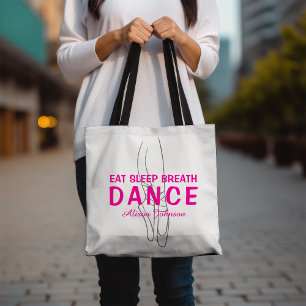 Eat Sleep Breath Dance Silhouette Roze en Wit Draagtas