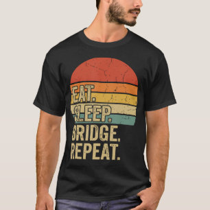 Eat Sleep Bridge Repeat Kaart T-shirt