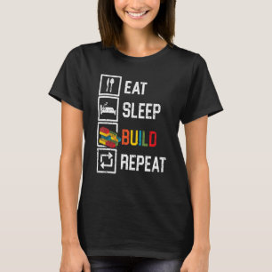 Eat Sleep Build Herhaling Bricks Master Builder T-shirt