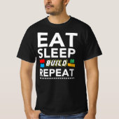 Eat Sleep Build Repeat - Builder Blocks Bricks T-shirt (Voorkant)