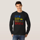 Eat Sleep Build Repeat Builders Blokks T-shirt (Voorkant volledig)