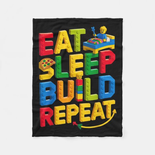Eat Sleep Build Repeat Master Builder Building BRI Fleece Deken (Voorkant)
