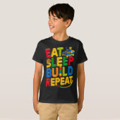 Eat Sleep Build Repeat Master Builder Building BRI T-shirt (Voorkant volledig)