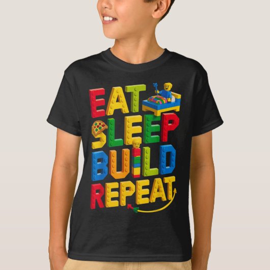 Eat Sleep Build Repeat Master Builder Building BRI T-shirt (Voorkant)