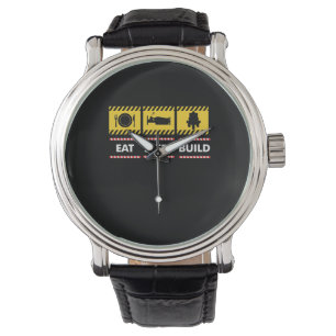 Eat Sleep Build Speelgoed Brick Horloge