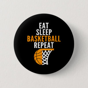 Eat Sleep Bysketbyll Herhaal Court Byll Spelers Fa Ronde Button 5,7 Cm