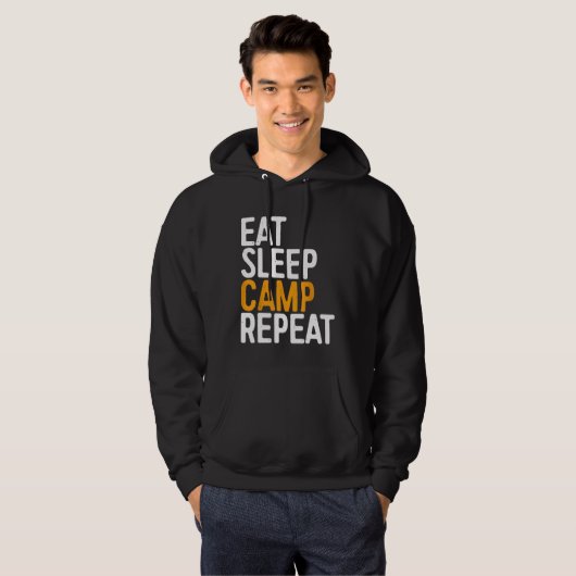 Eat Sleep Camp Herhaal Funny Camping Hoodie (Voorkant volledig)